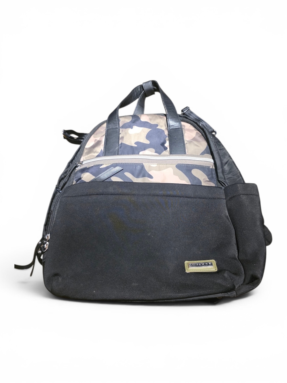 Skip Hop Black Backpack with Blue and Tan Camo Accent